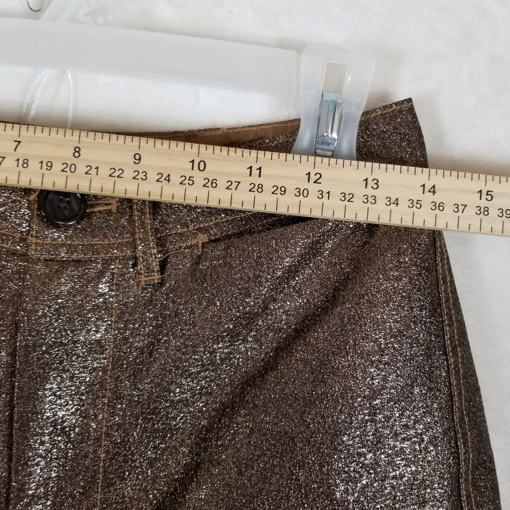 Madewell Bronze Metallic Wide Leg Crop Pants Bronze Coated High Rise Size 27 - Picture 7 of 9